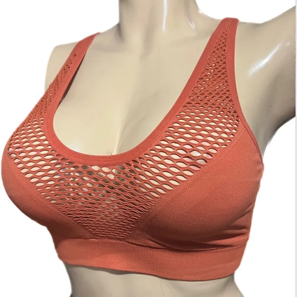 Victoria’s Secret Seamless Comfort Sexy fishnet Front Unlined sport bra Rust L